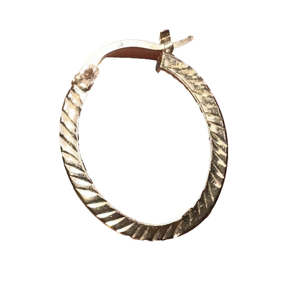 10k Yellow Gold Hoop Earring ONE EARRING Stamped 10k UT Etched Hinged